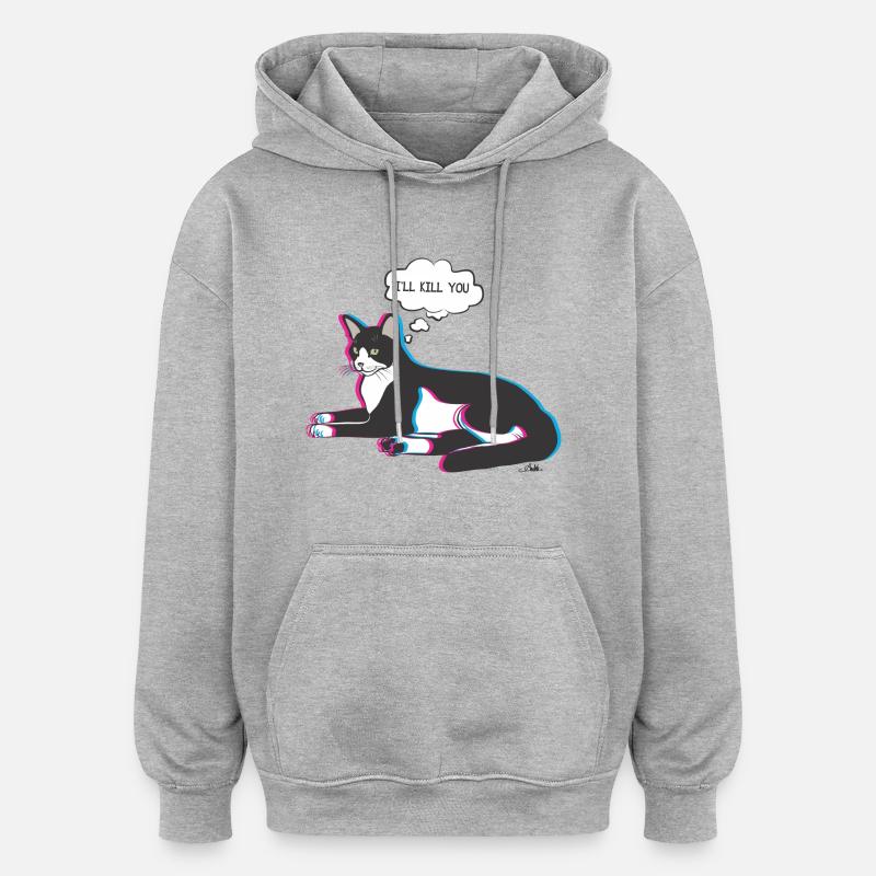 Katze ich dich töten werde - Oversized Unisex Hoodie - Grau meliert