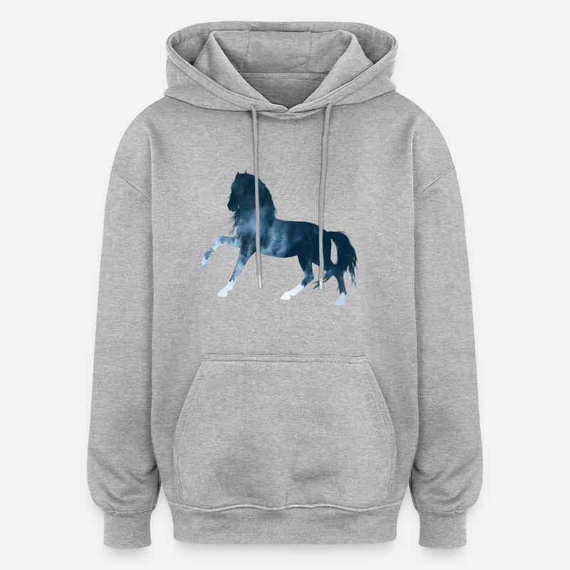 Pferd - Oversized Unisex Hoodie - Grau meliert