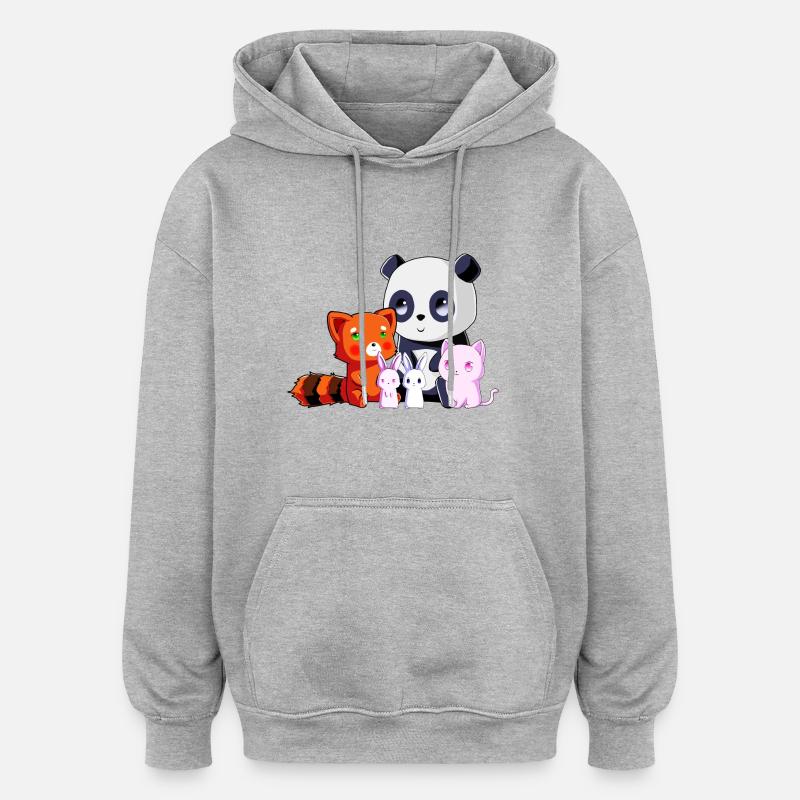 équipe Kawaii - Sweat à capuche oversize unisexe - gris chiné