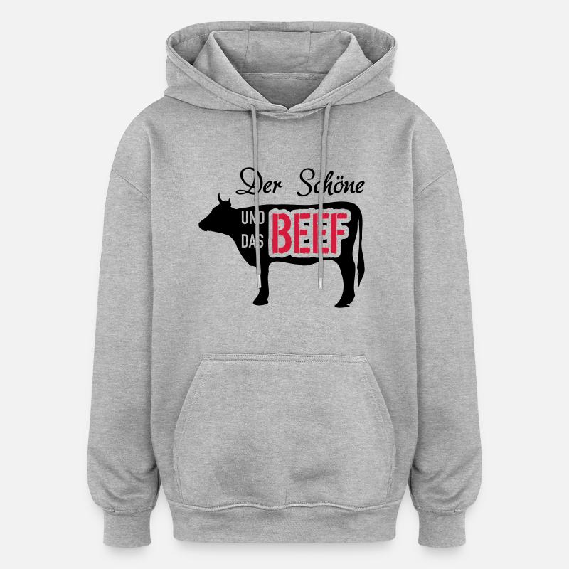 Der Schöne und das Beef - Oversized Unisex Hoodie - Grau meliert