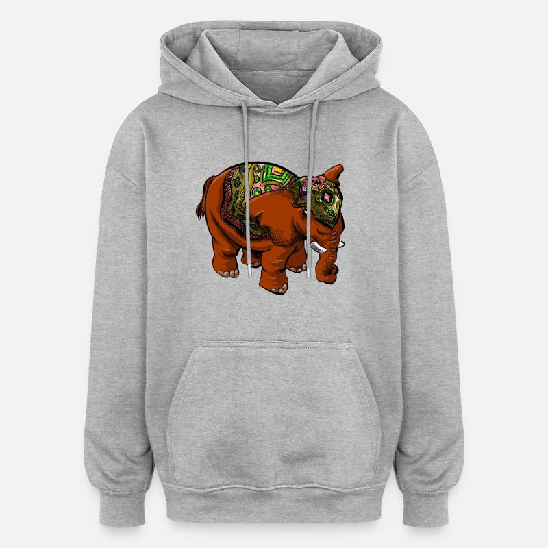 éléphant - Sweat à capuche oversize unisexe - gris chiné