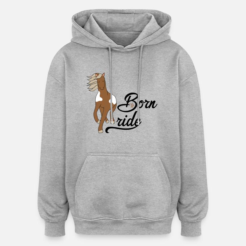 cheval - Sweat à capuche oversize unisexe - gris chiné