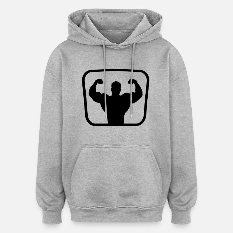 bodybuilding_20 - Sweat à capuche oversize unisexe - gris chiné
