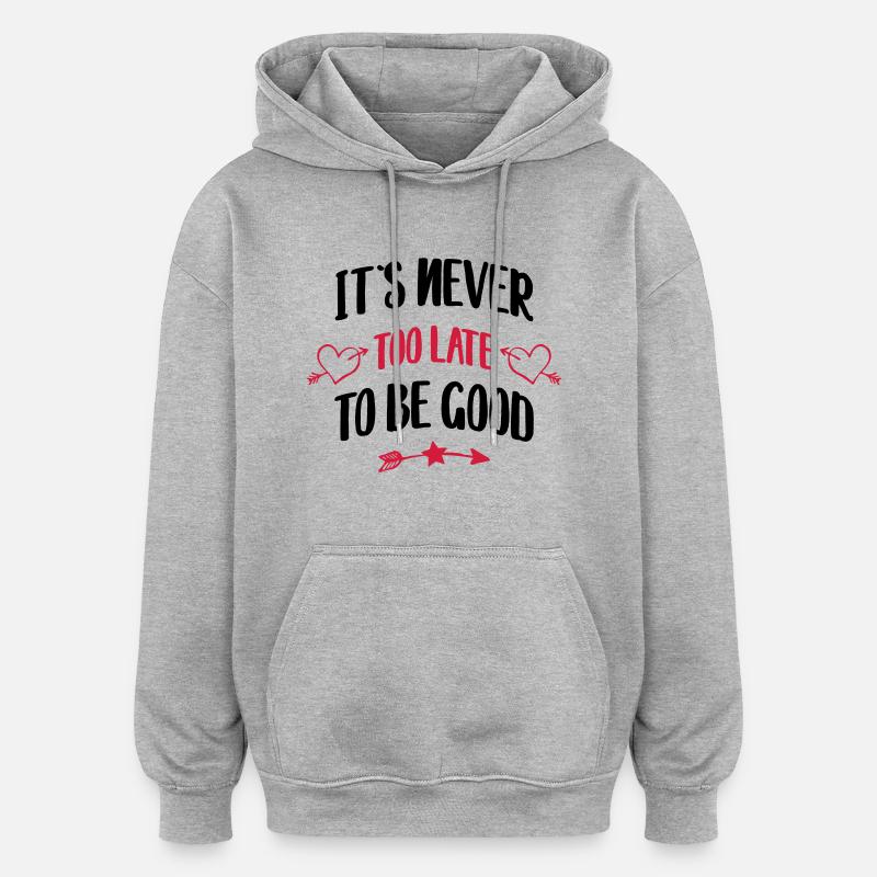 énonciation drôle - Sweat à capuche oversize unisexe - gris chiné