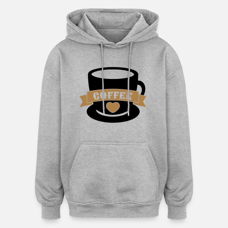 café - Sweat à capuche oversize unisexe - gris chiné