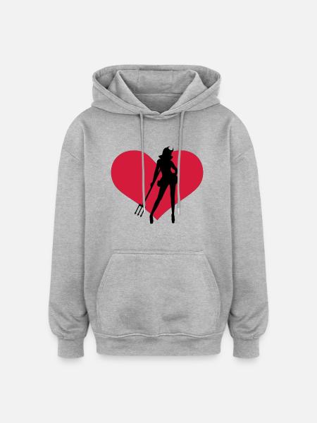 Devil - Oversized Unisex Hoodie - heather grey
