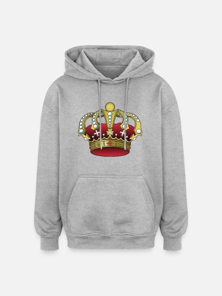 Krone - Oversized Unisex Hoodie - Grau meliert