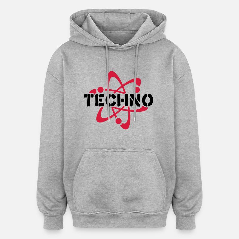 Techno__V003 - Sweat à capuche oversize unisexe - gris chiné