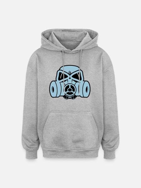 Gasmaske - Oversized Unisex Hoodie - Grau meliert