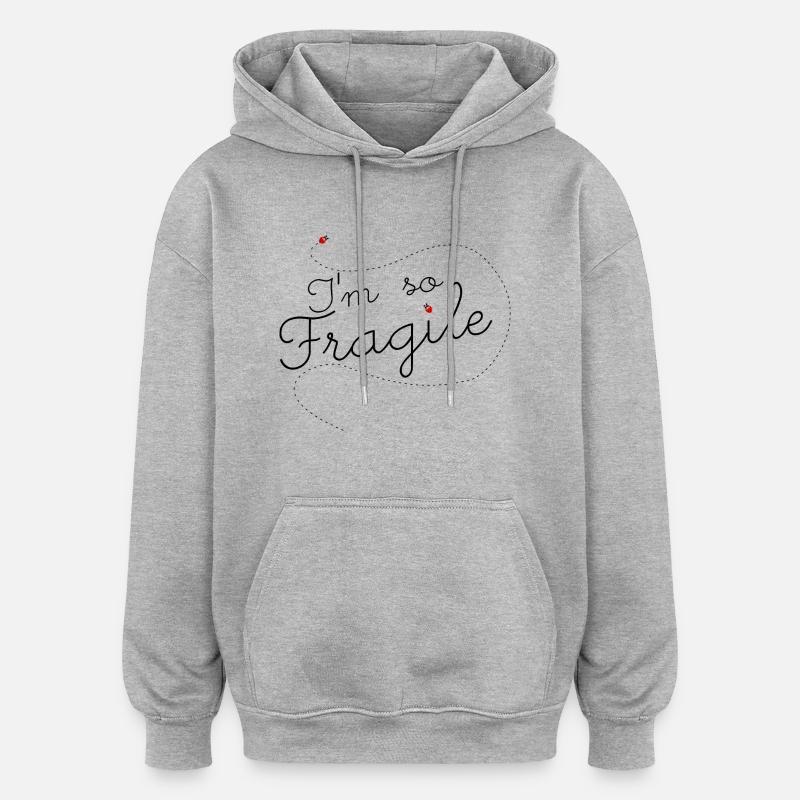 fragile - Sweat à capuche oversize unisexe - gris chiné