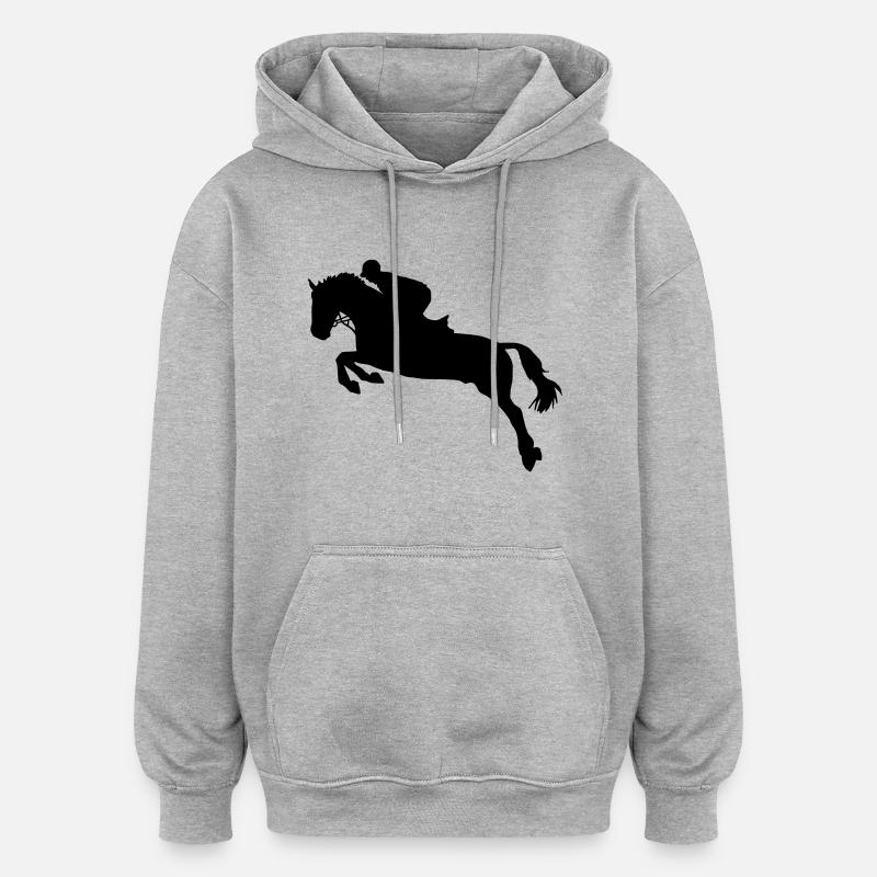 Springreiten Pferd - Oversized Unisex Hoodie - Grau meliert