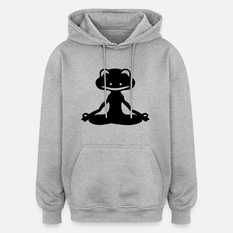 Frog Yogi - Sweat à capuche oversize unisexe - gris chiné