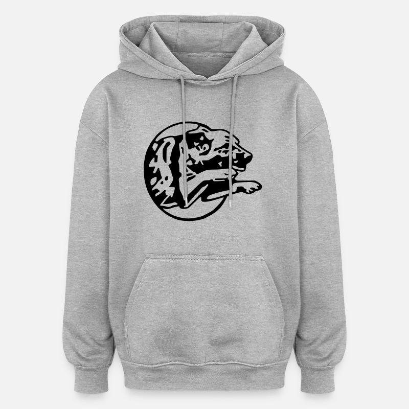 springen ein ba - Oversized Unisex Hoodie - Grau meliert