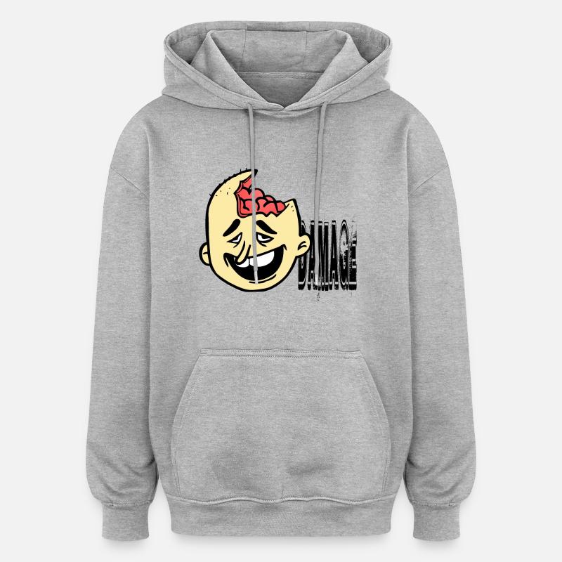 Stupide obstrue l'idiot - Sweat à capuche oversize unisexe - gris chiné
