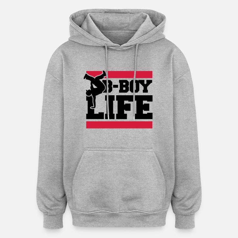 b_boy_life_c2 - Sweat à capuche oversize unisexe - gris chiné