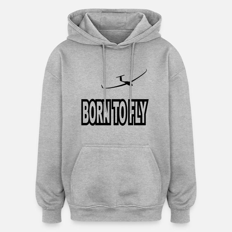 né pour voler - Sweat à capuche oversize unisexe - gris chiné