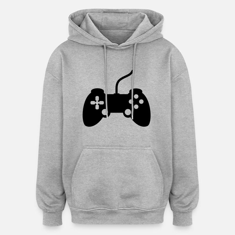gamer_controller__f1 - Sweat à capuche oversize unisexe - gris chiné