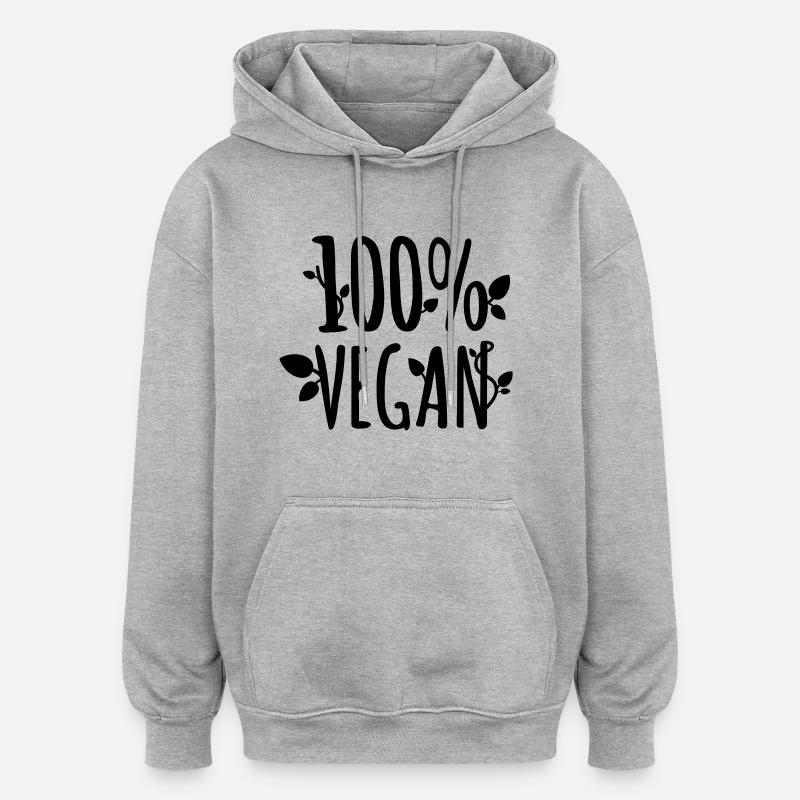 100 pc vegan - Sweat à capuche oversize unisexe - gris chiné
