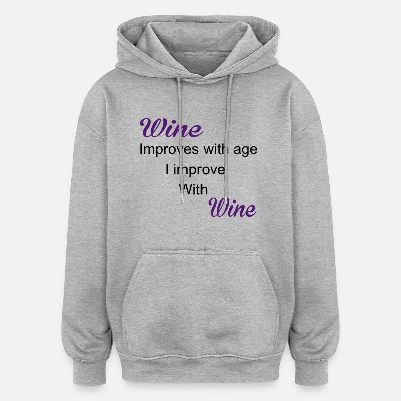 Wine - Sweat à capuche oversize unisexe - gris chiné