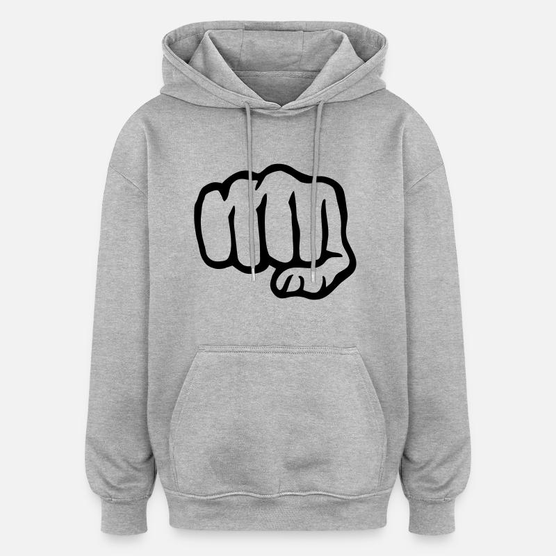 Poing - Sweat à capuche oversize unisexe - gris chiné