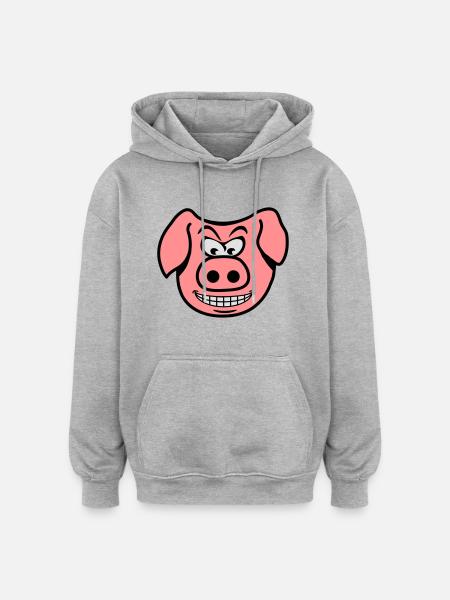 Méchant cochon - Sweat à capuche oversize unisexe - gris chiné