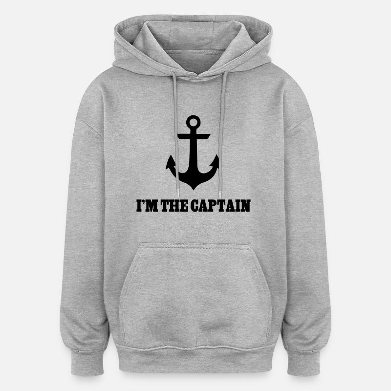 Captain - Sweat à capuche oversize unisexe - gris chiné