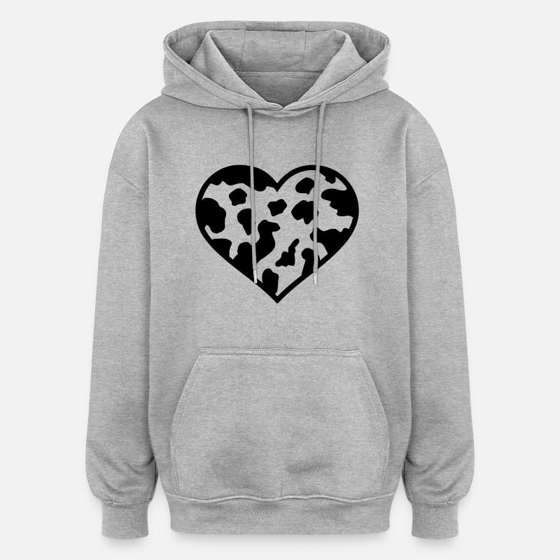 Kuh - Oversized Unisex Hoodie - Grau meliert