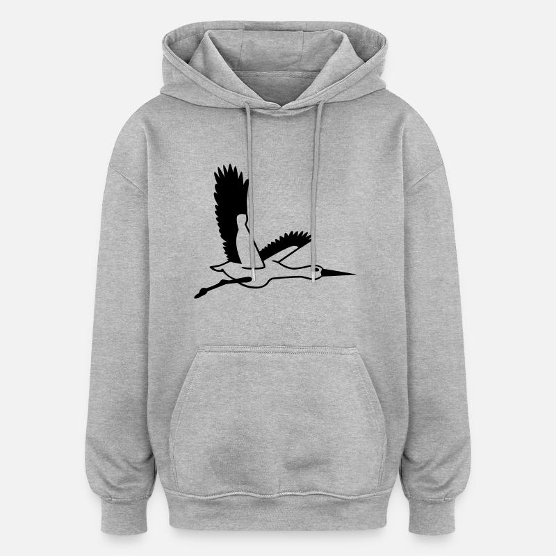 Cigogne - Sweat à capuche oversize unisexe - gris chiné