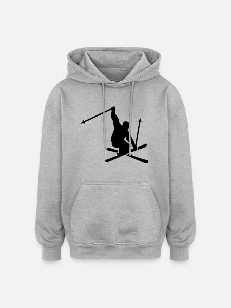 Ski - Sweat à capuche oversize unisexe - gris chiné