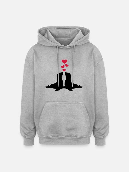 Pinnipèdes - Sweat à capuche oversize unisexe - gris chiné