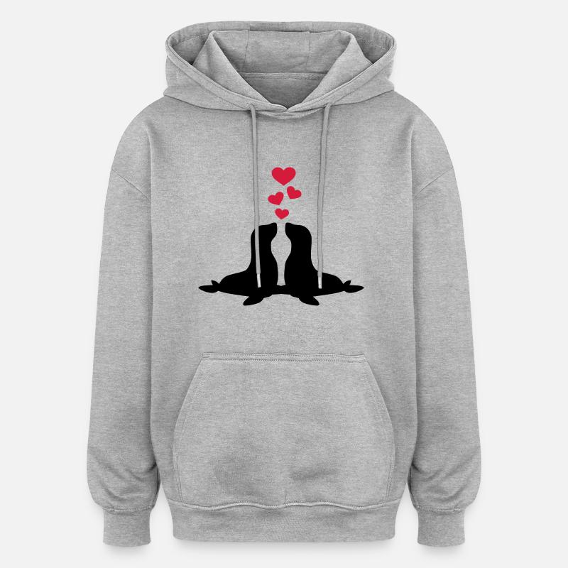 Pinnipèdes - Sweat à capuche oversize unisexe - gris chiné