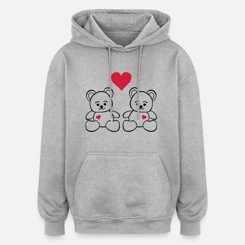 teddy_love - Sweat à capuche oversize unisexe - gris chiné