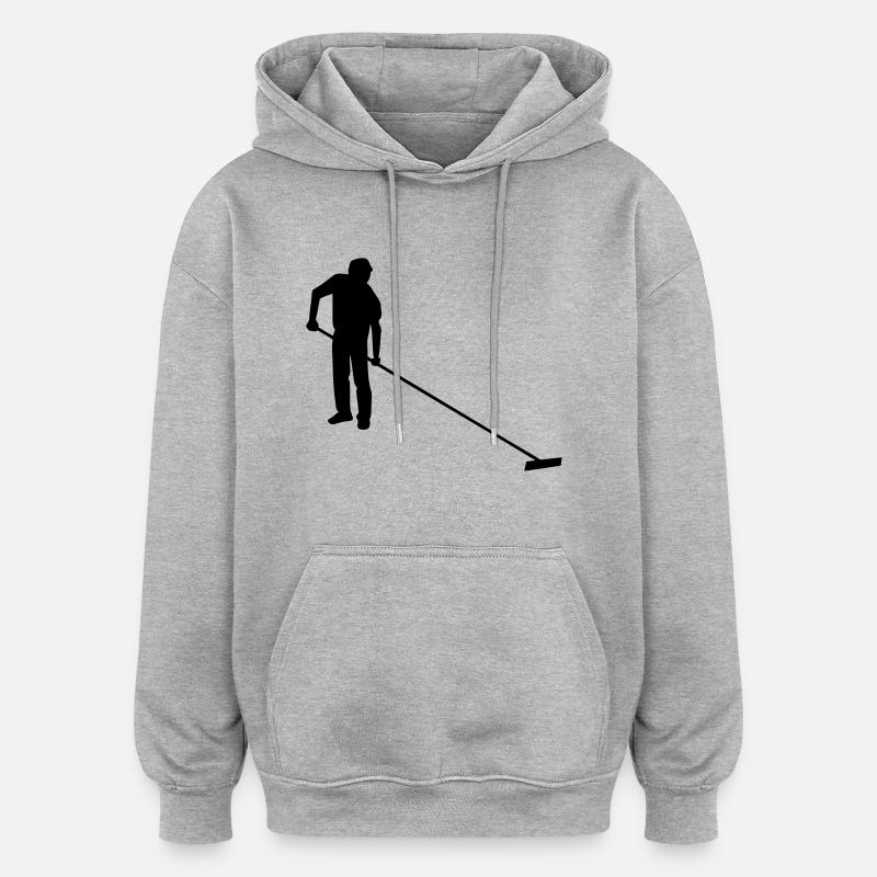 dessin de saunier sel paludier - Sweat à capuche oversize unisexe - gris chiné