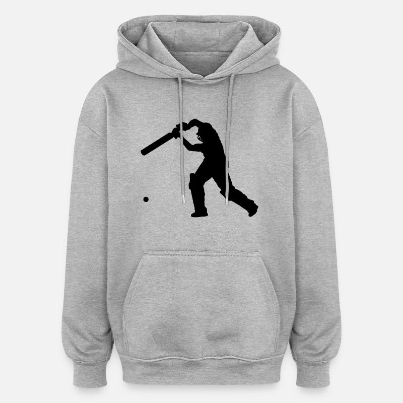 Cricket Player 2 (Vector) - Oversized Unisex Hoodie - heather grey