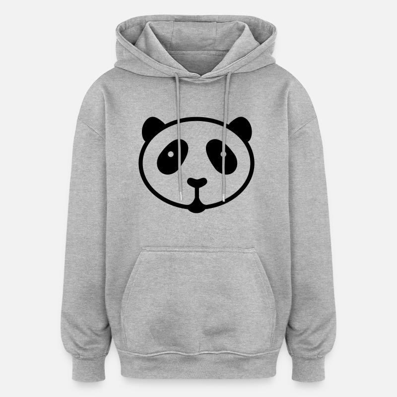 panda - Sweat à capuche oversize unisexe - gris chiné