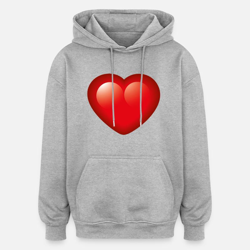 Smiley Heart - Sweat à capuche oversize unisexe - gris chiné