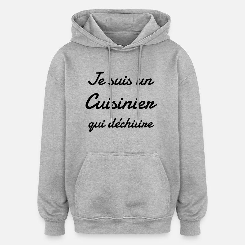 Cuisinier / Cuisine / Barbecue / Cuisinière - Sweat à capuche oversize unisexe - gris chiné