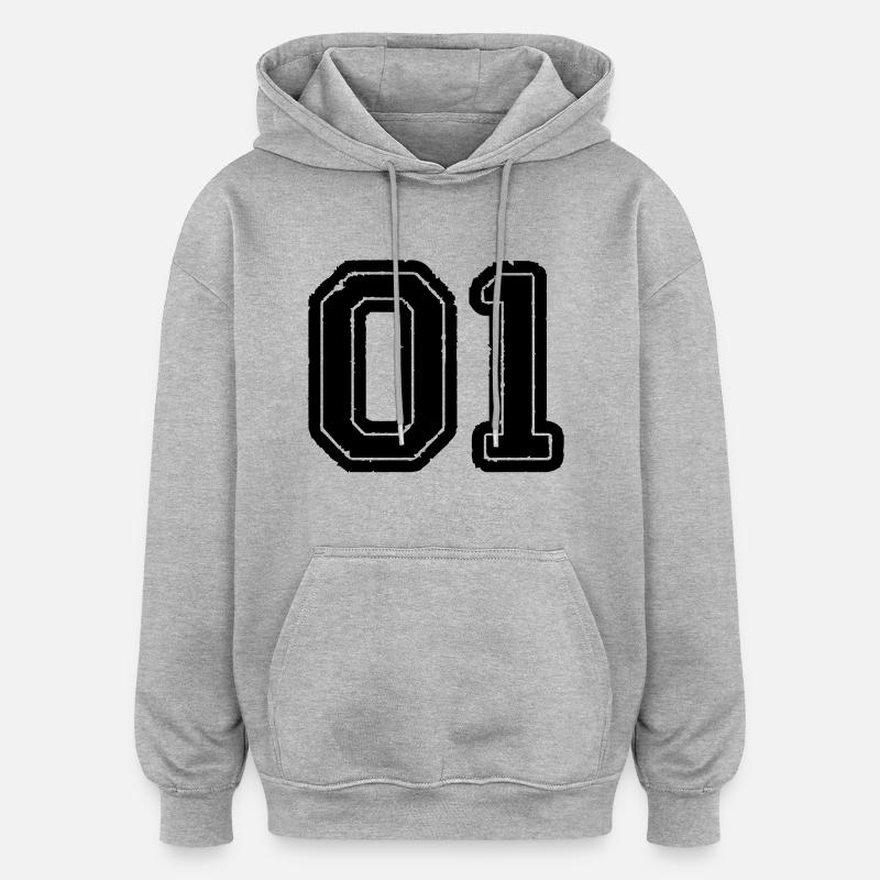 01 - Sweat à capuche oversize unisexe - gris chiné