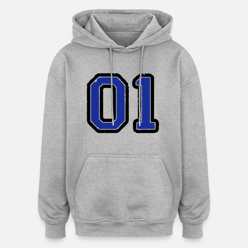 01 - Sweat à capuche oversize unisexe - gris chiné