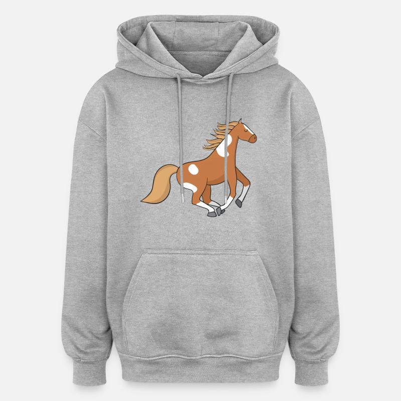 Cheval - Sweat à capuche oversize unisexe - gris chiné