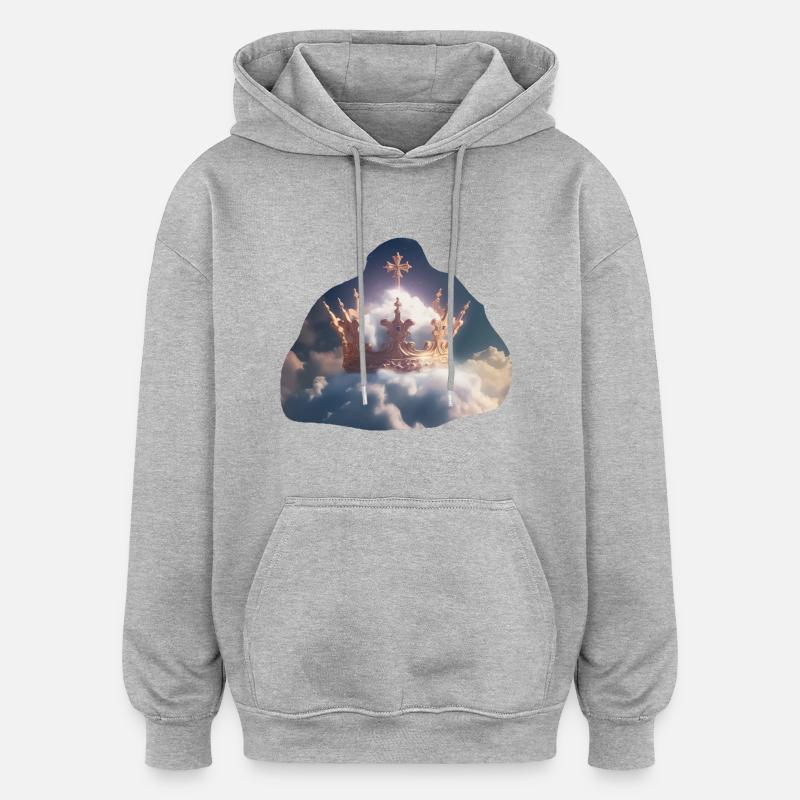Couronne avec nuages - Sweat à capuche oversize unisexe - gris chiné