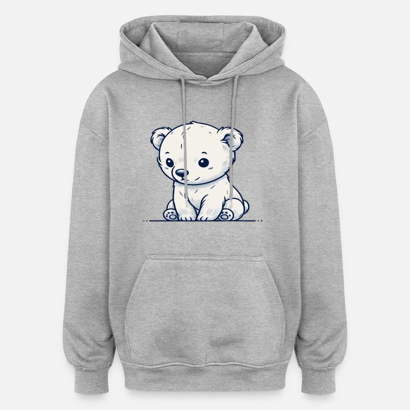 Ours blanc - Sweat à capuche oversize unisexe - gris chiné
