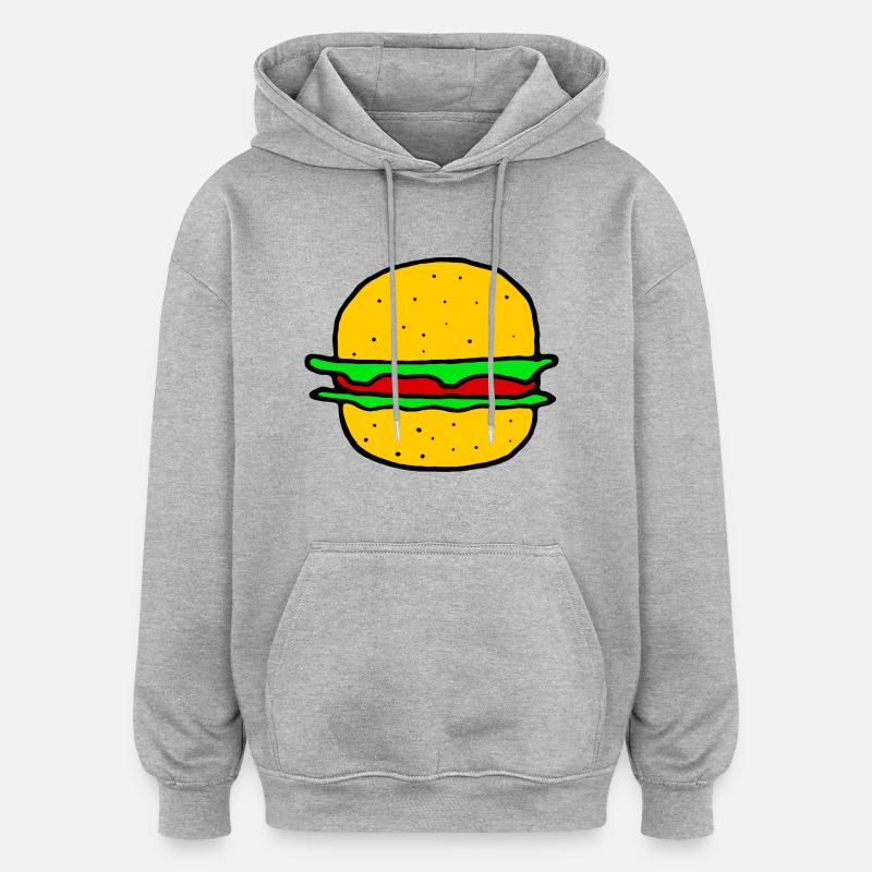Super hamburger - Sweat à capuche oversize unisexe - gris chiné