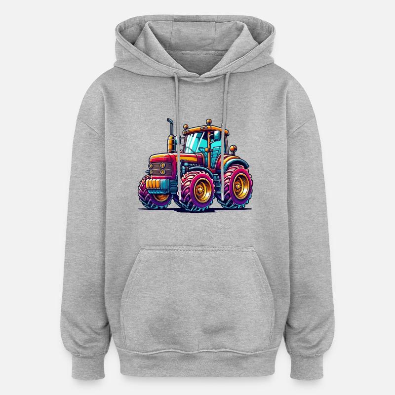 Traktor - Oversized Unisex Hoodie - Grau meliert