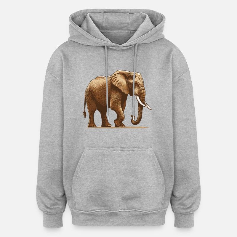 Éléphant - Sweat à capuche oversize unisexe - gris chiné