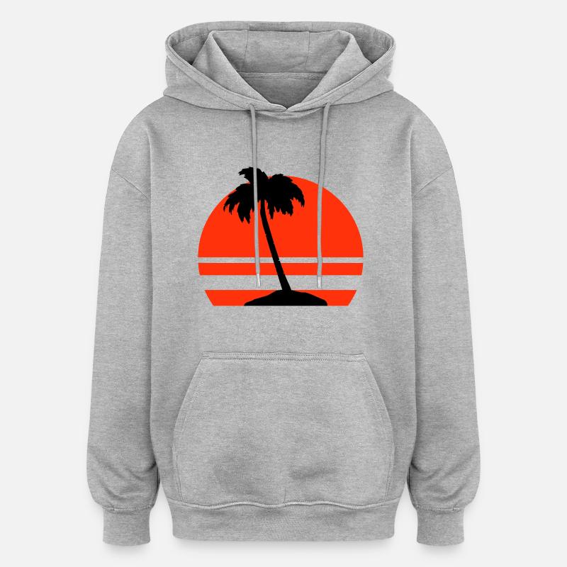 Île Palm - Sweat à capuche oversize unisexe - gris chiné