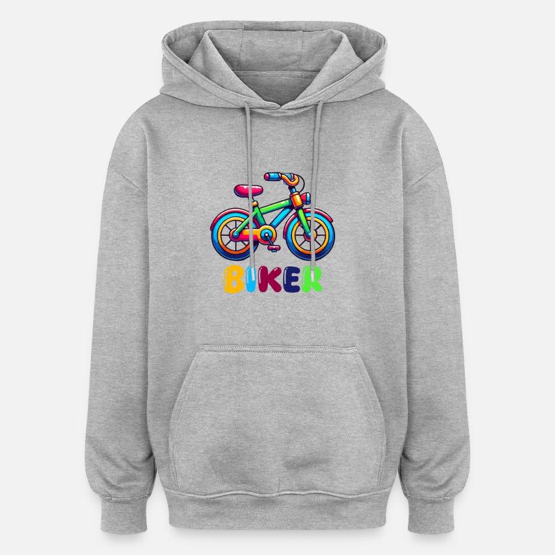 Motard à vélo - Sweat à capuche oversize unisexe - gris chiné