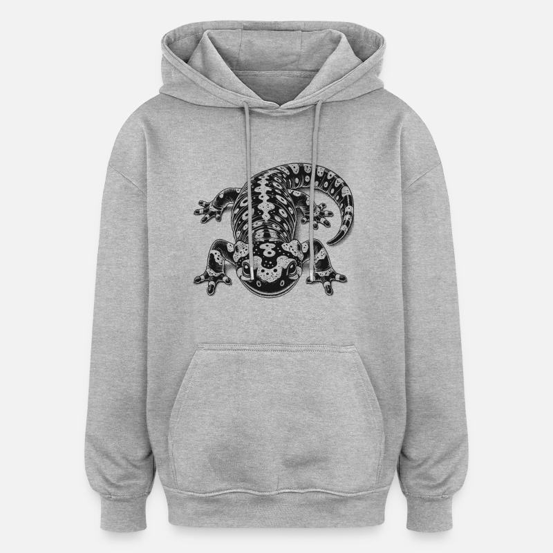 Salamandre de feu - Sweat à capuche oversize unisexe - gris chiné