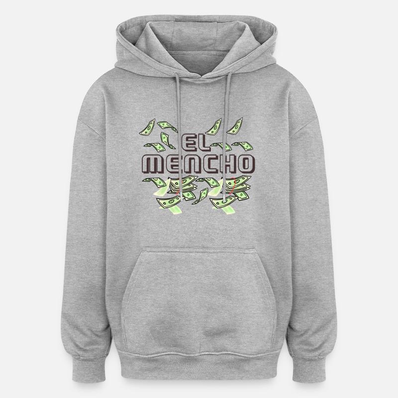 Le el mencho - Sweat à capuche oversize unisexe - gris chiné
