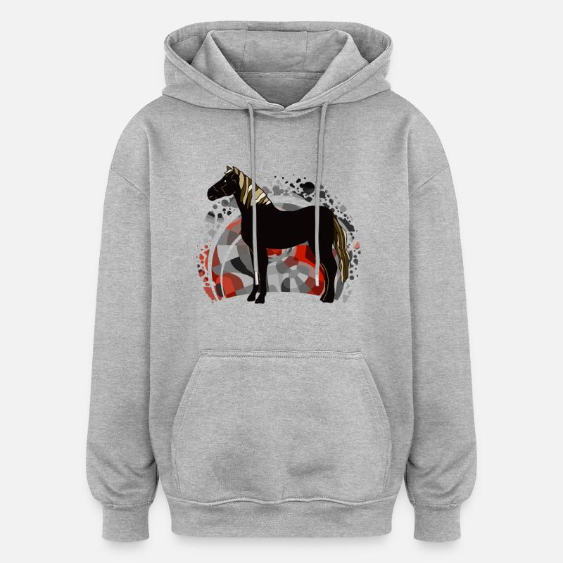 Pferd - Oversized Unisex Hoodie - Grau meliert